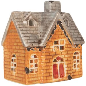 Clayre & Eef 6CE2283 Teelichthalter Haus 13x8x14 cm Orange Beige
