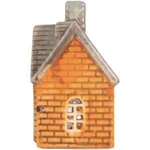 Clayre & Eef 6CE2283 Teelichthalter Haus 13x8x14 cm Orange Beige