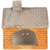 Clayre & Eef 6CE2283 Teelichthalter Haus 13x8x14 cm Orange Beige
