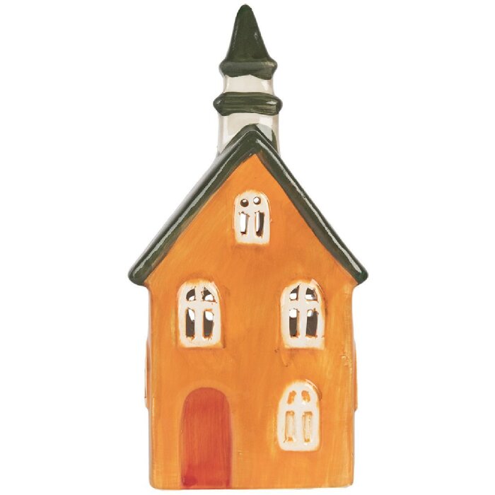 Clayre & Eef 6CE2288 Teelichthalter Haus 10x7x21 cm Orange Grün