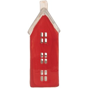 Clayre & Eef 6CE2294 Teelichthalter Haus Rot Grau 7x7x18cm