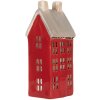 Clayre & Eef 6CE2294 Teelichthalter Haus Rot Grau 7x7x18cm