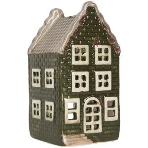 Clayre & Eef 6CE2301 Teelichthalter Haus 7x7x14 cm Grau-Grün