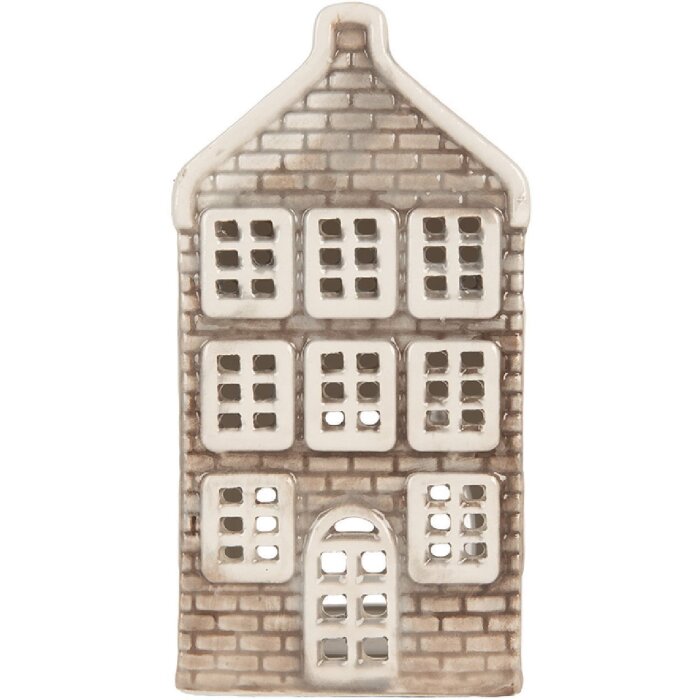 Clayre & Eef Suport Lumânare Casă 7x7x14 cm Gri-Portocaliu