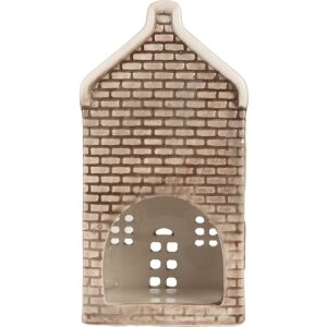 Clayre & Eef Suport Lumânare Casă 7x7x14 cm Gri-Portocaliu