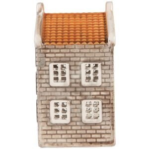 Clayre & Eef Suport Lumânare Casă 7x7x14 cm Gri-Portocaliu