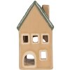 Clayre & Eef 6CE2307 Teelichthalter Haus 6x6x11 cm Beige/Grün