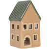 Clayre & Eef 6CE2307 Teelichthalter Haus 6x6x11 cm Beige/Grün