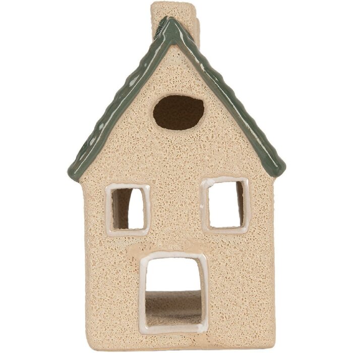 Clayre & Eef Suport Lumânare Casă 8x11x14 cm Beige-Verde