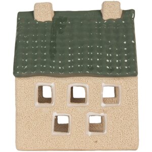 Clayre & Eef Suport Lumânare Casă 8x11x14 cm Beige-Verde
