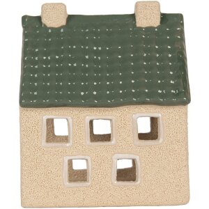 Clayre & Eef Suport Lumânare Casă 8x11x14 cm Beige-Verde