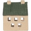 Clayre & Eef Suport Lumânare Casă 8x11x14 cm Beige-Verde