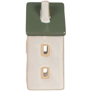 Clayre & Eef 6CE2311 Teelichthalter Haus Beige Grün 9x8x18cm