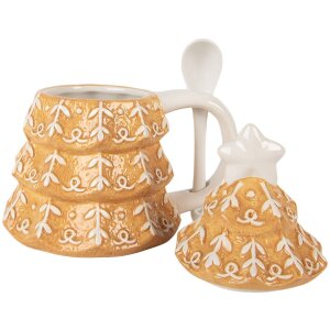 Clayre & Eef 6CEMU0212 Becher mit Deckel und Löffel 350ml