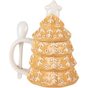 Clayre & Eef 6CEMU0212 Becher mit Deckel und Löffel 350ml