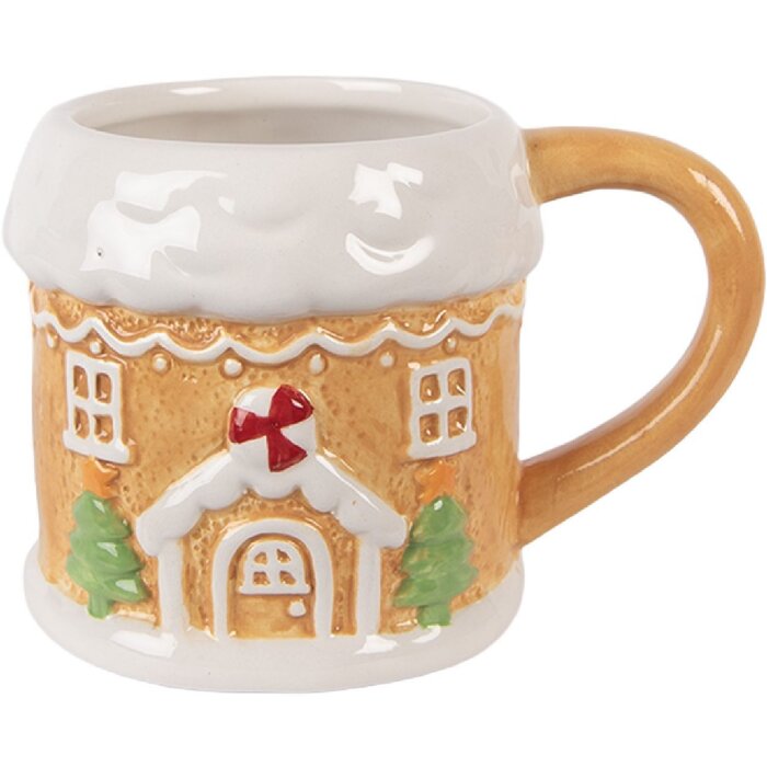 Clayre & Eef Cană Ceramică 300ml Maro-Albă 13x9x9cm