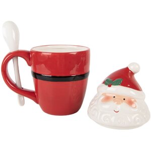 Clayre & Eef 6CEMU0218 Becher mit Deckel und Löffel 300ml