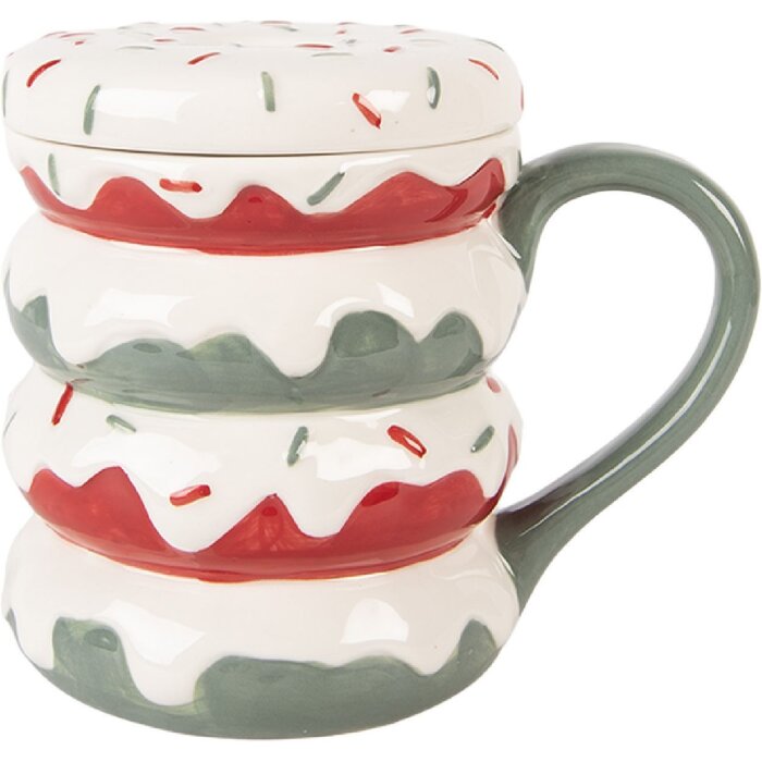 Clayre & Eef 6CEMU0228 Becher mit Deckel 450ml 15x10x12cm