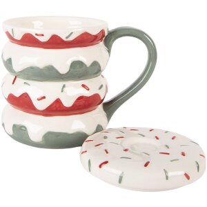 Clayre & Eef 6CEMU0228 Becher mit Deckel 450ml 15x10x12cm