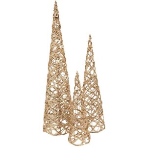 Clayre & Eef 50827 Dekorations-Kegel LED Set 3...