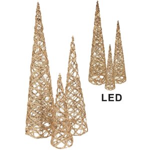 Clayre & Eef 50827 Dekorations-Kegel LED Set 3...