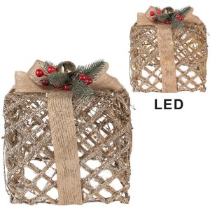 Clayre & Eef Set 3 Decorațiuni Cadouri LED Auriu