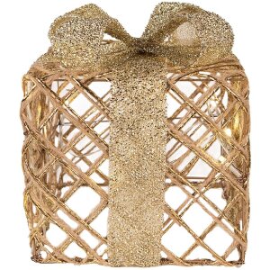 Clayre & Eef 66311 Dekoration Geschenk LED 3er Set Goldfarben