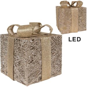 Clayre & Eef 66312 Dekoration Geschenk LED 3er Set Goldfarben