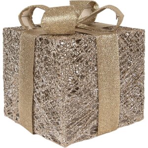 Clayre & Eef 66312 Dekoration Geschenk LED 3er Set Goldfarben