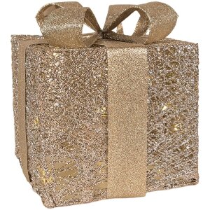 Clayre & Eef 66312 Dekoration Geschenk LED 3er Set Goldfarben