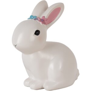 Clayre & Eef Lampă de veghe Iepuraș LED 21x13x22 cm Alb-Roz