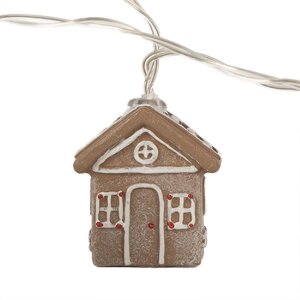 Clayre & Eef 6LMP817 Dekoration Lichterkette Häuser 10 Lichter LED 150cm