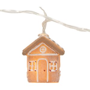 Clayre & Eef 6LMP817 Dekoration Lichterkette Häuser 10 Lichter LED 150cm