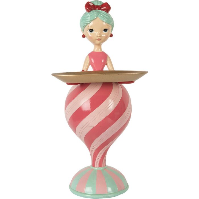 Clayre & Eef 6PR5796 Dekoration Kind mit Schale Rosa Grün 22x20x46 cm