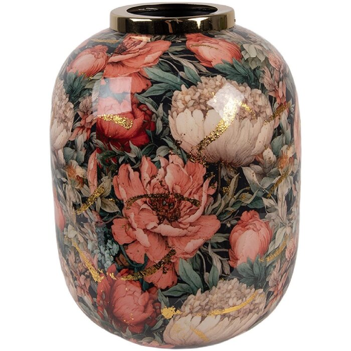 Clayre & Eef 66389 Dekoration Vase Grün Rosé Ø 17x22 cm