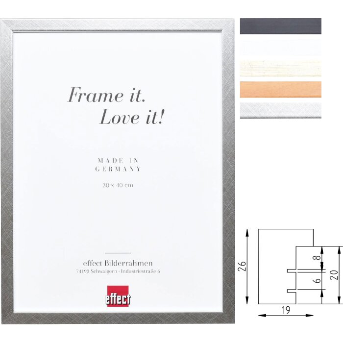 Rama foto Profil 58 – din lemn masiv, cu mai multe dimensiuni și tipuri de sticlă