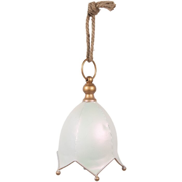Clayre & Eef 6Y5924M Dekoration Klingel Weiß Gold 16x22 cm
