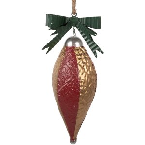 Clayre & Eef 6Y5926 Christbaumkugel 15x12x36 cm Rot-Gold