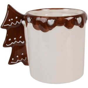 Clayre & Eef 6CEMU0205 Becher 13x10x11 cm 400 ml Weiß Braun