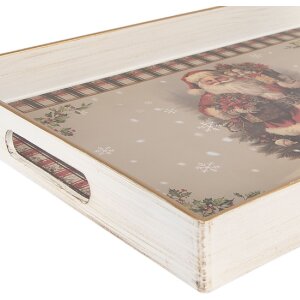 Clayre & Eef 66396 Tablett-Set 3tlg Beige-Rot 40x30x4cm