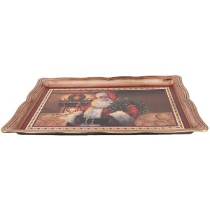 Clayre & Eef 66397 Tablett 31x22x2 cm Braun Rot