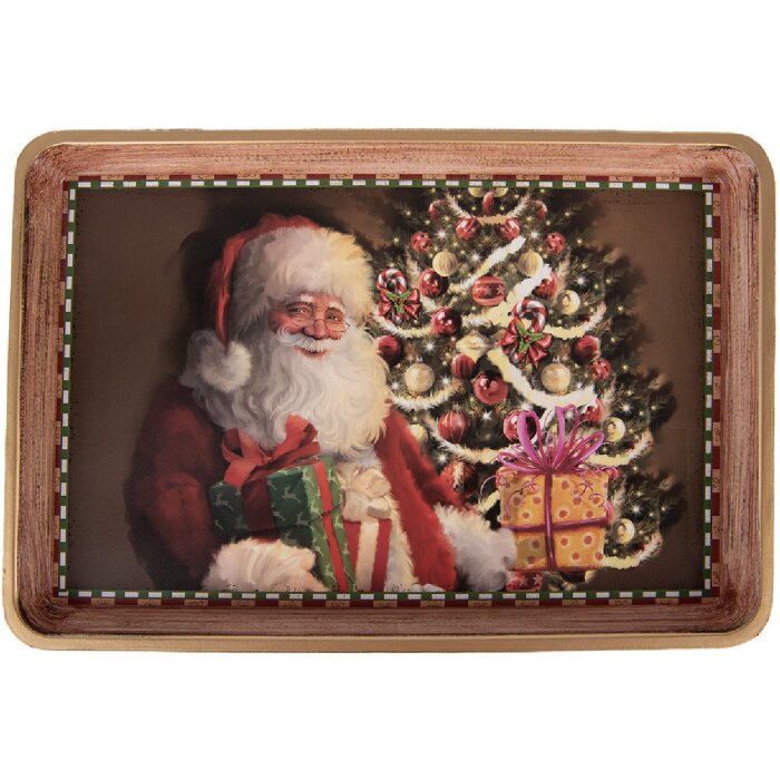 Clayre & Eef 66401 Tavă Decorativă 31x22x2 cm Maro-Roșu