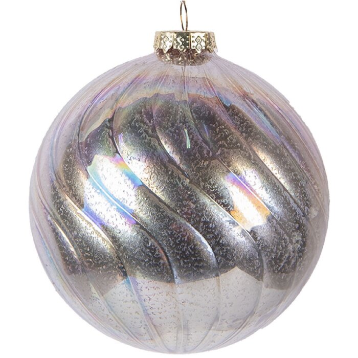 Clayre & Eef 6GL5144 Christbaumkugel 10x10 cm Rosa Silberfarben
