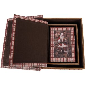 Set de 3 cutii în formă de carte Clayre & Eef, maro-roșu