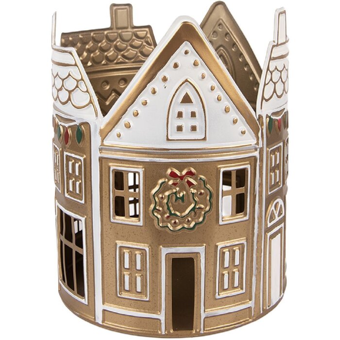 Stâlp pentru lumânare de ceai Clayre & Eef, aur și alb, Ø 18x22 cm