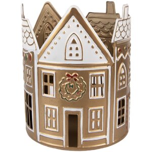 Stâlp pentru lumânare de ceai Clayre & Eef, aur și alb, Ø 18x22 cm