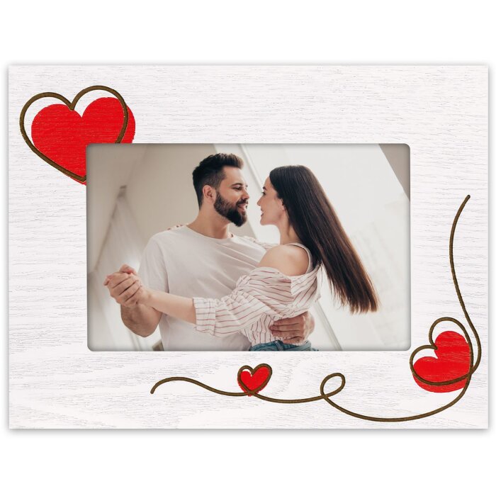 ZEP Ramă Foto Lemn Zoe Alb 10x15 cm Inimi Peisaj