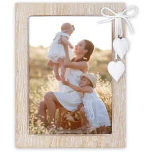 ZEP Rama Foto Lemn Ellen Alb Natur 10x15/13x18/15x20 cu Inimă și Fundă