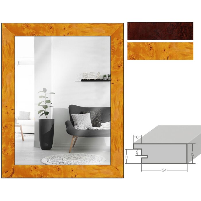 MendeFrames Oglindă de Perete H14E Decor Rădăcină de Lemn Diverse Dimensiuni