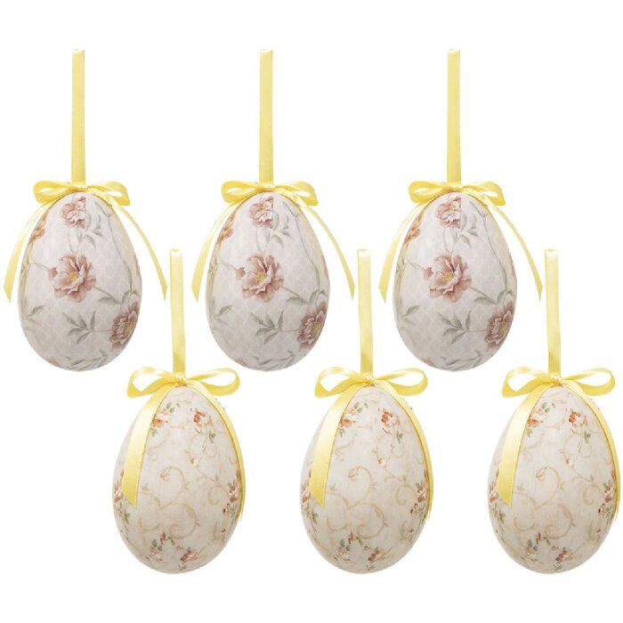 Clayre & Eef 65908 Set 6 Ouă Decorative Suspendate Ø 7x10 cm